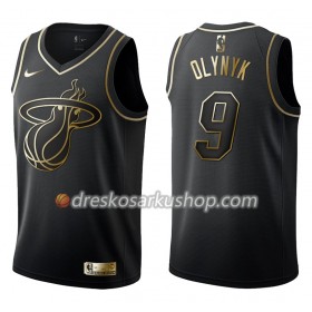 Muški NBA Dres Miami Heat Kelly Olynyk 9 Nike Crna Golden Edition Swingman